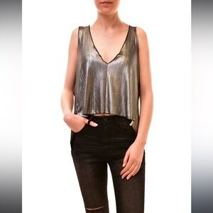 One Teaspoon Metallic V Neck Top
